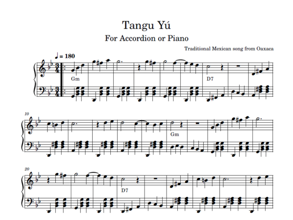 "Tangu Yú" Lead Sheet