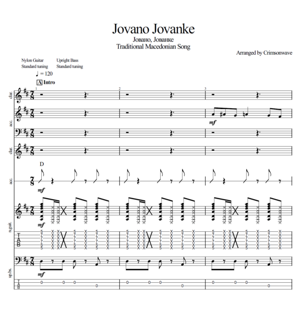 jovano jovanke sheet music